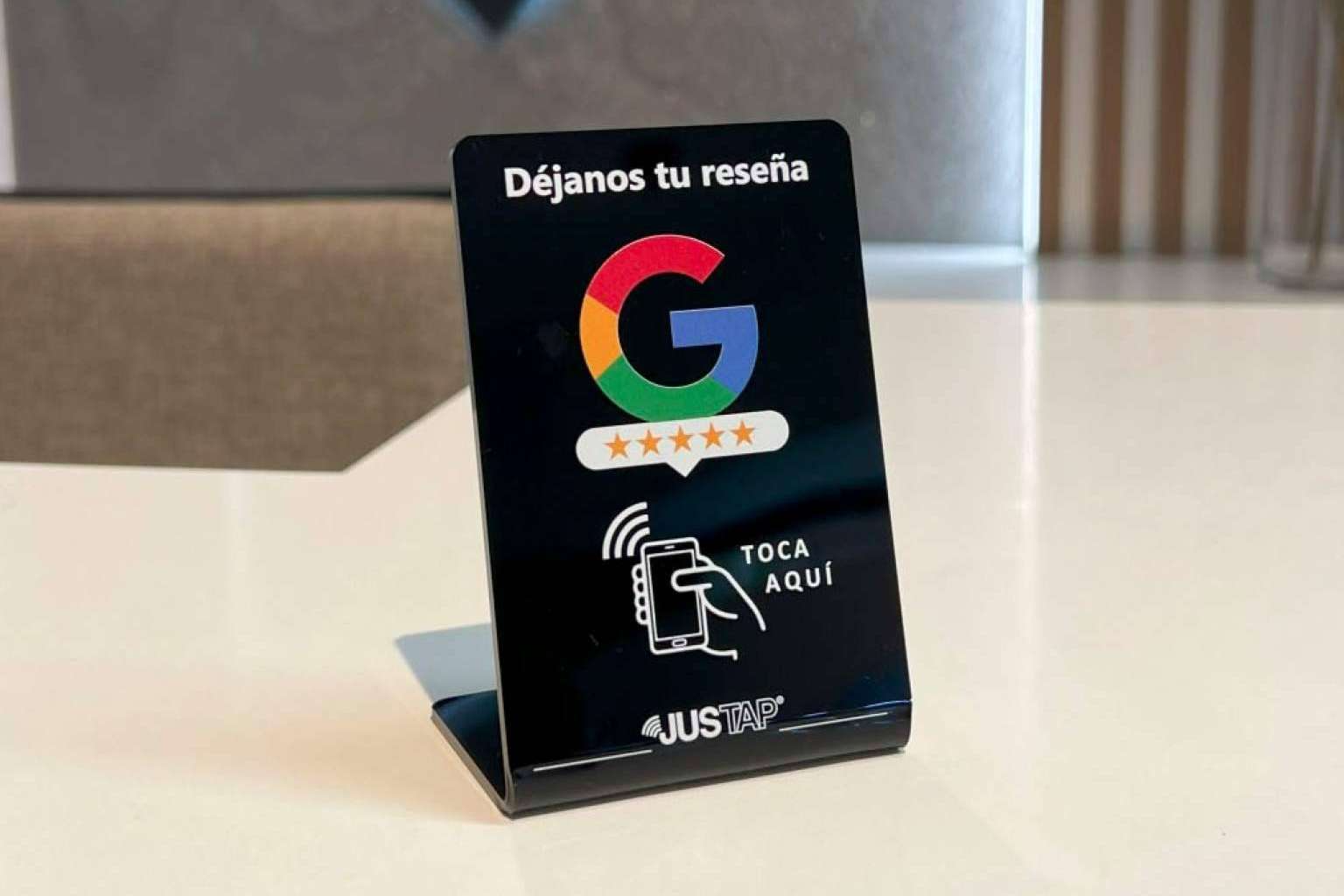 Stand acrílico JUSTAP con NFC para reseñas de Google