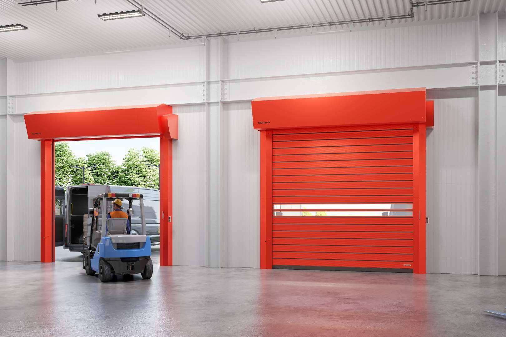 Ahorro de energía y seguridad con la puerta rápida exterior RR5000 de ASSA ABLOY