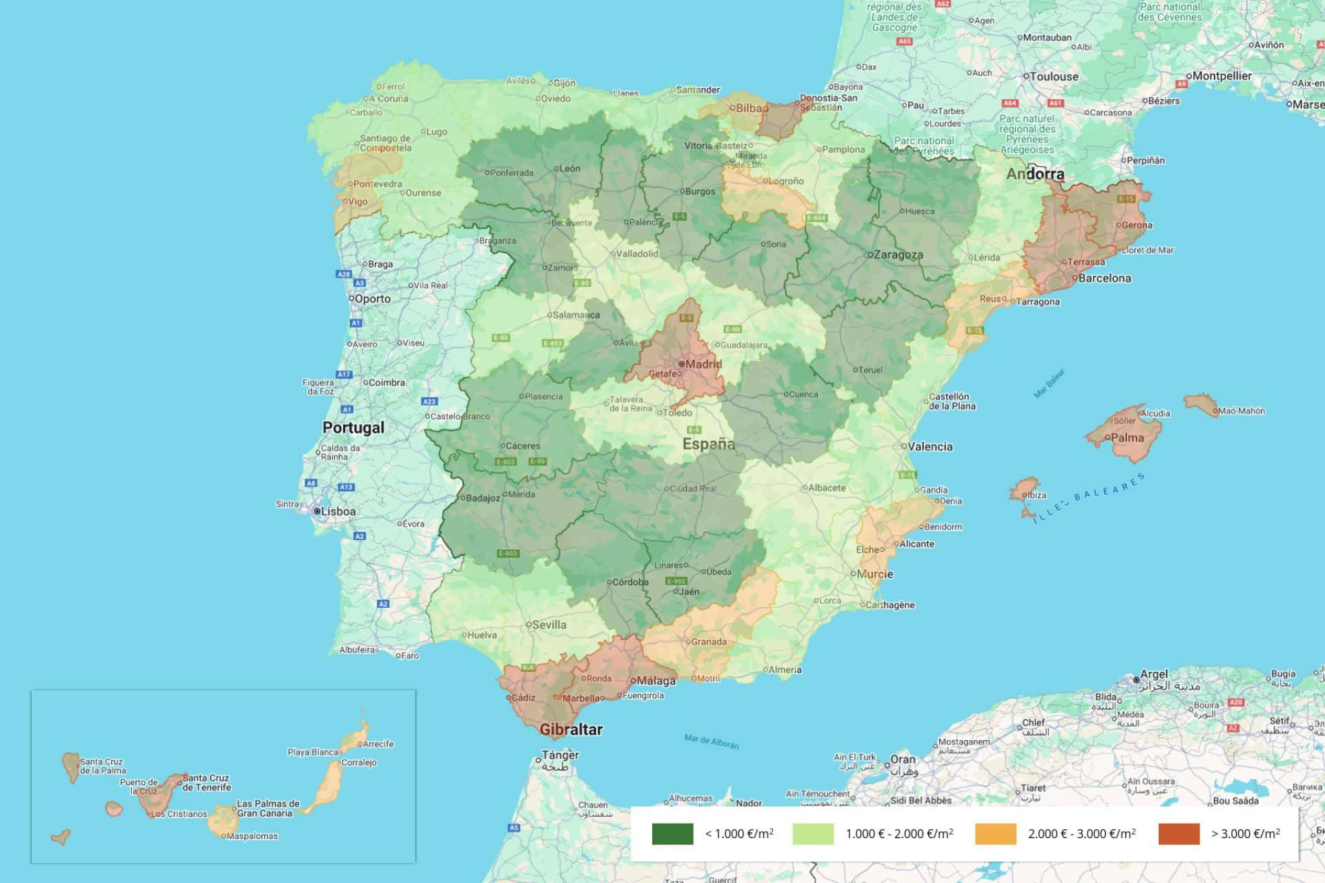 ¿Dónde es más caro y más barato comprar vivienda en España?